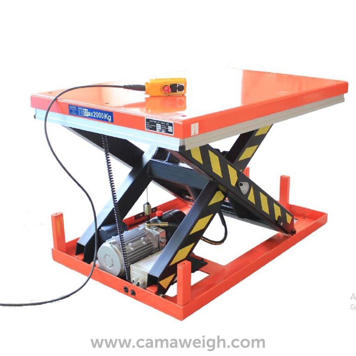 Electric Motor Powered Single Scissor Lift Table for Sale at Camaweigh