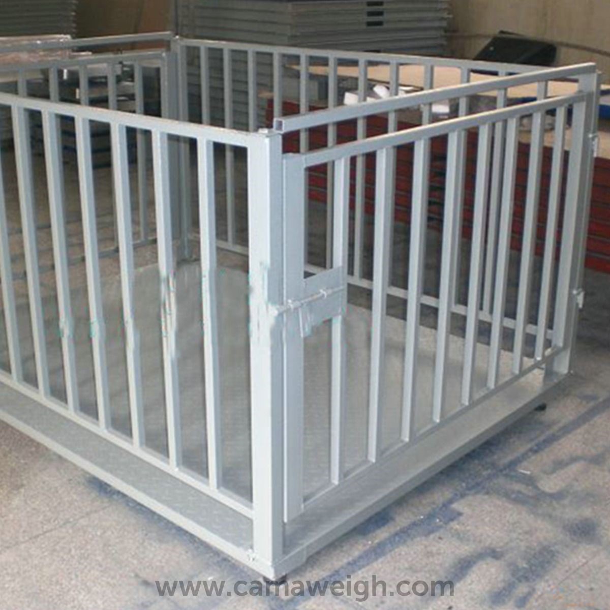 Small Livestock scale for sale by Camaweigh sitting at warehouse